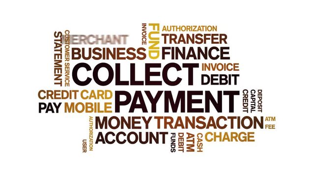 Collect Payment animated word cloud-text design animation tag kinetic typography seamless loop.