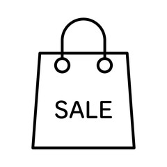 Sale Shopping Bag Icon – Minimal Line Vector Illustration