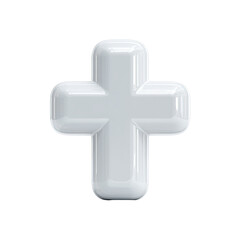 Obraz premium White plus sign, 3D, geometric, smooth surface