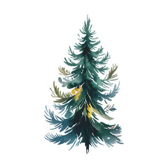 Fototapeta premium Watercolor Christmas tree illustration icon vector