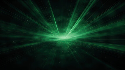 Abstract green light burst with glowing rays and energy beams effect isolated on white background