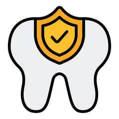 Dental insurance icon. Oral health protection symbol. Dental care and medical policy collection. Filled Line Icon