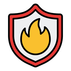 Fire protection icon. Safety insurance symbol. Fire damage and risk coverage collection. Filled Line Icon