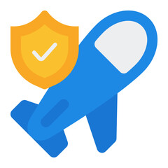 Travel insurance icon. Trip protection symbol. Vacation safety and medical coverage collection. Flat Icon