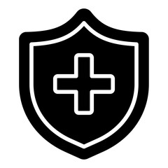 Health insurance icon. Medical coverage symbol. Hospital care and treatment policy collection. Glyph Icon