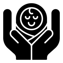 Newborn insurance icon. Baby protection symbol. Child health and family coverage collection. Glyph Icon
