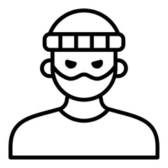 Thief insurance icon. Theft protection symbol. Security and property coverage collection. Outline Icon