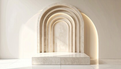 Beige Stone Archway Plinth Interior Display