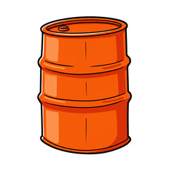 A bright orange industrial barrel with a thick black outline, depicted in a simple cartoon style and isolated on a transparent or black background.