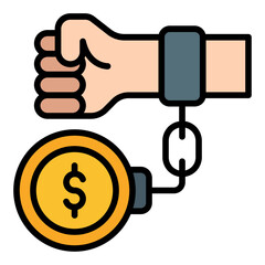 Debt icon. Financial debt symbol. Loan obligation and economy crisis collection. Filled Line Icon