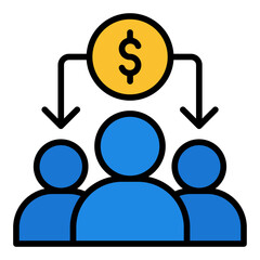 Divided icon. Split finance symbol. Business separation and economic division collection. Filled Line Icon