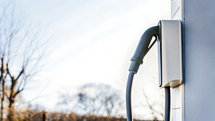 EV charging port close-up at night