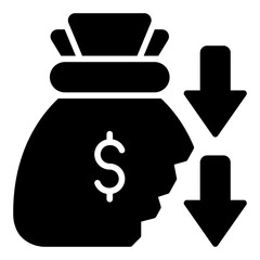 Economic crisis icon. Financial collapse symbol. Business downturn and inflation collection. Glyph Icon