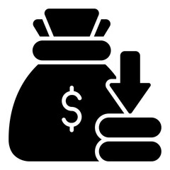 Inflation spiral icon. Rising prices symbol. Financial crisis and economy downturn collection. Glyph Icon