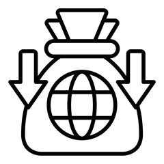 Recession icon. Economic downturn symbol. Business crisis and inflation collection. Outline Icon