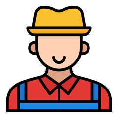 Farmer icon. Agriculture worker symbol. Gardening and farming people collection. Filled Line Icon