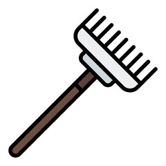 Rake icon. Garden rake symbol. Farming tool and soil cleaning collection. Filled Line Icon