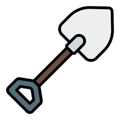 Shovel icon. Garden shovel symbol. Farming and soil digging equipment collection. Filled Line Icon