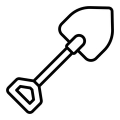 Shovel icon. Garden shovel symbol. Farming and soil digging equipment collection. Outline Icon