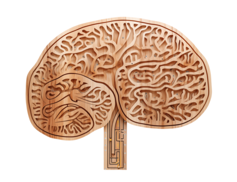 Detailed Wooden Model of the Human Cerebellum: Anatomy Educational Resource transparent background png