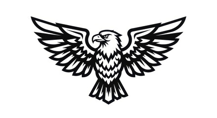 Black and White Eagle Logo with Wings Spread.