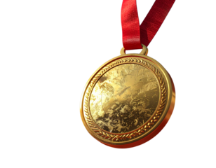 Minimalist 3D Gold Medal Isolated with Clean Shadows – Studio PNG