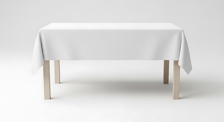 White Tablecloth on Wooden Table.