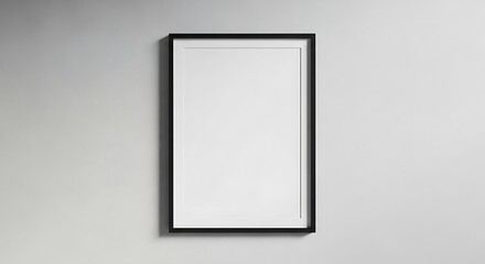 Blank Picture Frame on Light Gray Wall.