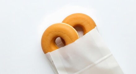 Two Glazed Donuts in a Paper Bag.