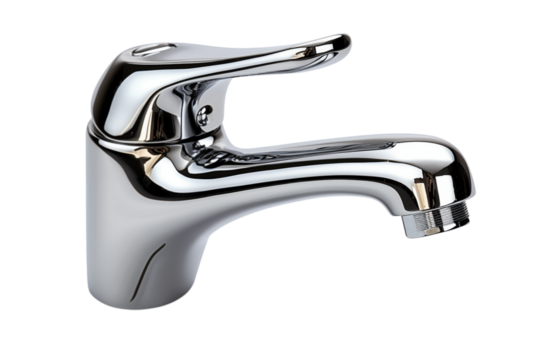 Chrome Bathroom Faucet: Modern Single-Handle Sink Mixer Tap transparent background png