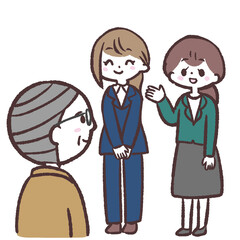 	上司男性に女性を紹介するイラスト