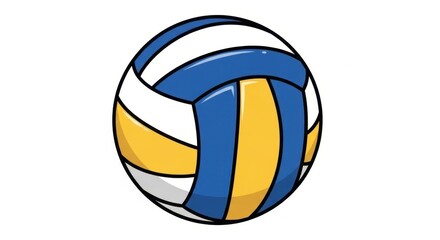 Obraz premium Cartoon Volleyball Illustration: Blue, Yellow, and White Design.