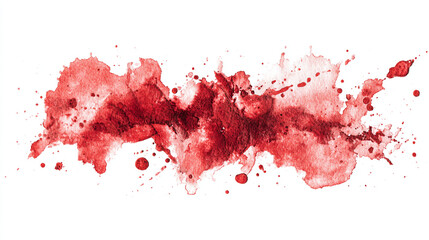 Naklejka premium A vibrant red watercolor splash with splatters and drips on a clean white background surface