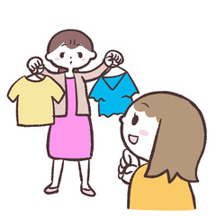 	服を選ぶ女性のイラスト