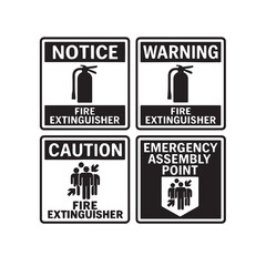 Naklejka premium fire extinguisher icon set, silhouette vector illustration