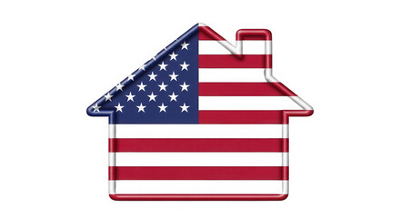 American flag house icon symbol isolated on transparent background