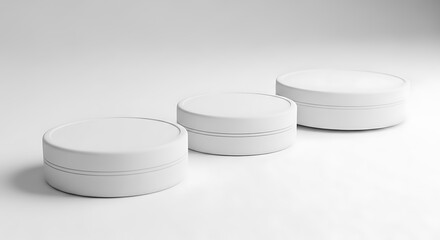 Three White Round Objects in a Row.