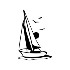 minimalist line art of a yacht sailing