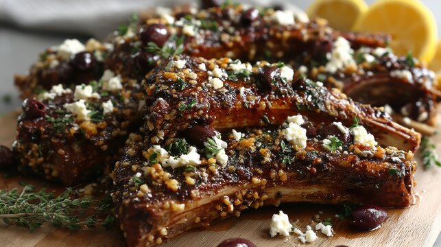 Savory grilled lamb chops with herbs home kitchen food photography gourmet setting close-up culinary delight