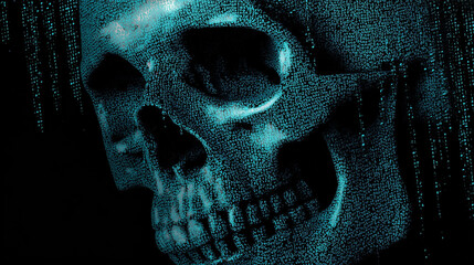 Glowing Skull Hacker In Dark Web