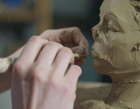 Sculpting clay face studio