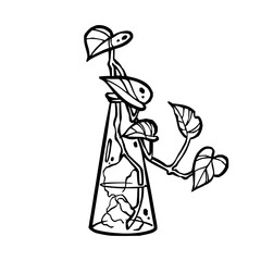 plant growing in Erlenmeyer  flask vector illustration