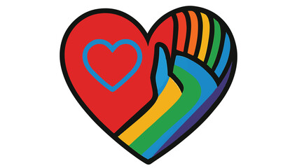 Heart of Unity Rainbow Hands, heart, love, valentine, symbol, romance, vector, 3d, icon, illustration