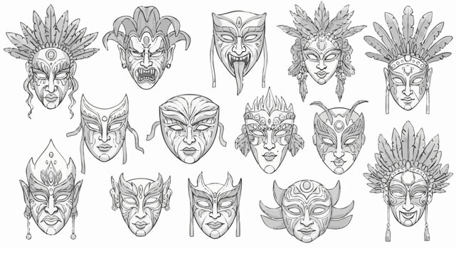 Mysterious and ornate masquerade masks collection for festive events and creative projects