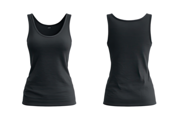 Dark gray women's tank top, front and back views