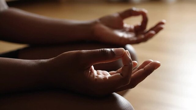 Empowering Stillness: Close-up of a woman practicing meditation for better wellness