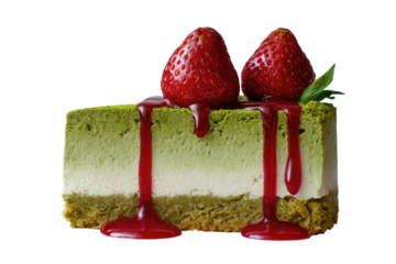 Matcha Strawberry Cheesecake Slice