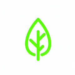 Vibrant Neon Leaf Icon in Minimalist Design