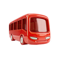 3D rendered red bus, cartoon style, front view