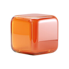 A translucent, orange cube with a glassy, rounded edge